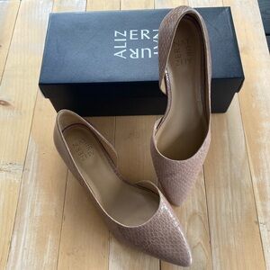 Naturalizer Belina Gray Snake Print Pointed Block Heel Pumps Women’s Size 9W